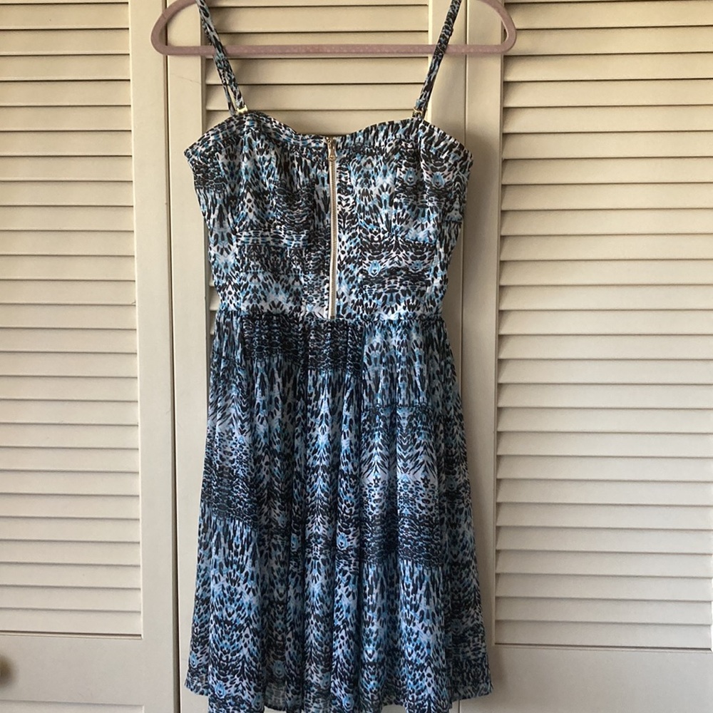 Guess blue fit n’ flare chiffon dress size 8